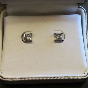 Sterling Silver Princess Cut Diamond 💎 Earrings